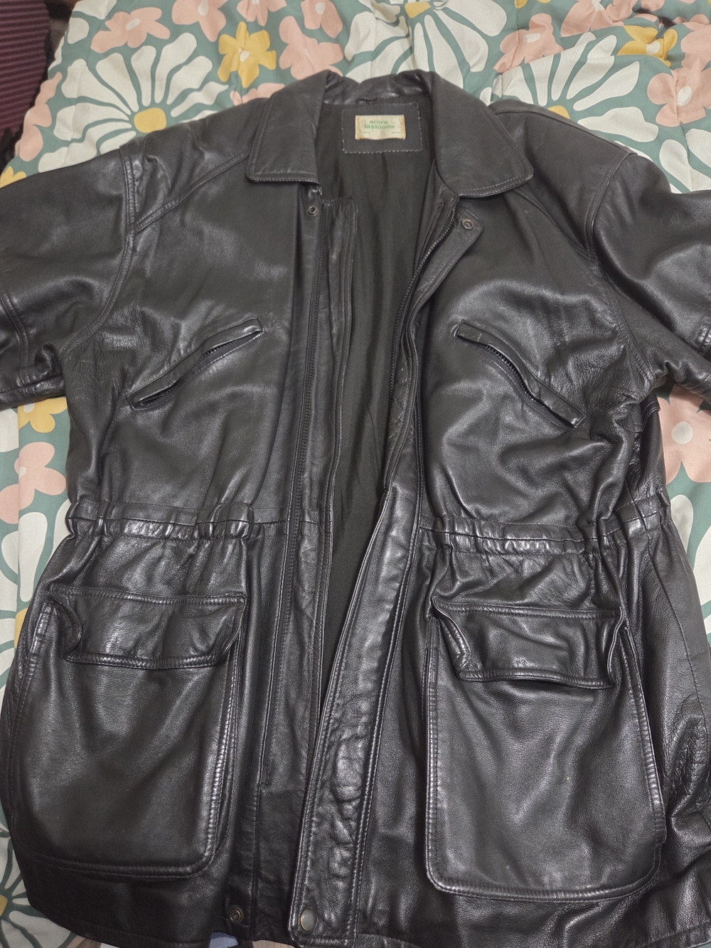 Men's Black Leather Bomber Jacket